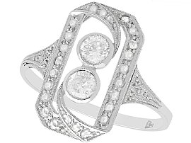 0.63ct Diamond and 18ct White Gold Dress Ring - Antique Circa 1920
