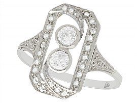 0.63 ct Diamond and 18 ct White Gold Dress Ring - Antique Circa 1920
