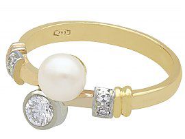 Pearl and Diamond Dress Ring Yellow Gold