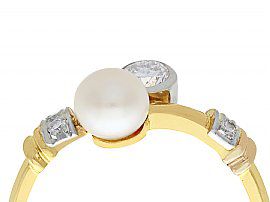 Pearl and Diamond Cocktail Ring Yellow Gold