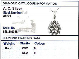 0.70 ct Diamond and 18 ct White Gold Cluster Pendant - Contemporary Circa 2000