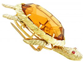 Vintage Citrine and Yellow Gold Turtle Brooch