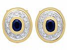 0.68 ct Sapphire and 0.39 ct Diamond, 18 ct Yellow Gold Clip-On Earrings - Vintage Circa 1990