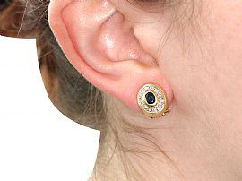 Sapphire and Diamond Earrings Wearing Image