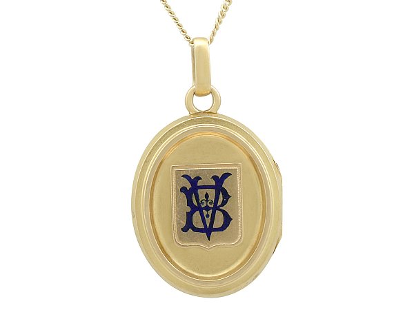 Blue Enamel and 18 ct Yellow Gold Locket - Antique Victorian