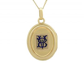 Blue Enamel and 18 ct Yellow Gold Locket - Antique Victorian