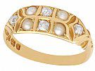 Seed Pearl and 0.23 ct Diamond, 18 ct Yellow Gold Dress Ring - Antique Victorian