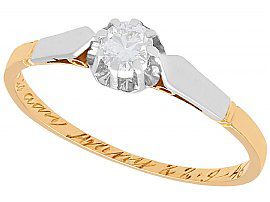 0.22ct Diamond and 18ct Yellow Gold Solitaire Ring - Vintage Circa 1940