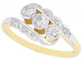 0.39 ct Diamond and 14 ct Yellow Gold Dress Ring - Antique Circa 1930