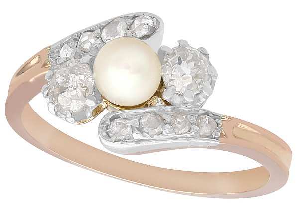 Rose Gold Pearl and Diamond Ring