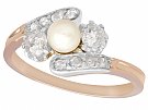Pearl and 0.51 ct Diamond, 18 ct Rose Gold Twist Ring - Antique Circa 1910