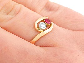 ruby diamond twist ring wearing