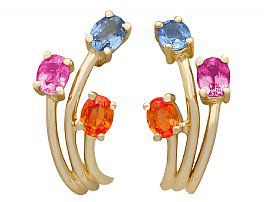 1.72 ct Topaz and Sapphire, 18 ct Yellow Gold Stud Earrings - Contemporary French Circa 2000