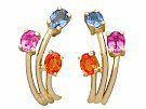 1.72 ct Topaz and Sapphire, 18 ct Yellow Gold Stud Earrings - Contemporary French Circa 2000