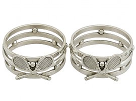 Sterling Silver 'Tennis' Napkin Rings by William Hutton & Sons Ltd - Antique Edwardian (1901)