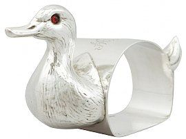 Sterling Silver 'Duck' Napkin Ring - Antique George V (1913)