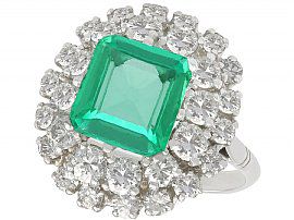 Large Vintage Emerald and Diamond Cluster Ring 