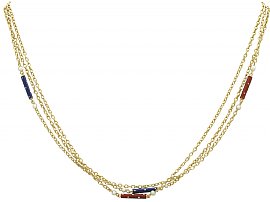 Seed Pearl and Enamel, 9 ct and 18 ct Yellow Gold Necklace - Antique Victorian