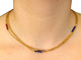 Seed Pearl and Enamel, 9 ct and 18 ct Yellow Gold Necklace - Antique Victorian