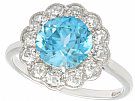 3.21 ct Zircon and 0.69 ct Diamond, 18 ct White Gold Cluster Ring - Vintage Circa 1950