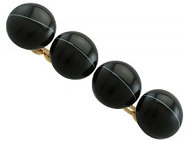 Banded Agate and 18 ct Yellow Gold Cufflinks - Antique French Circa 1850