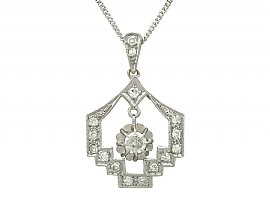 0.74 ct Diamond and Platinum Pendant - Art Deco - Antique French Circa 1920