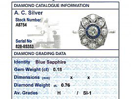 Sapphire and Diamond Dress Ring Card