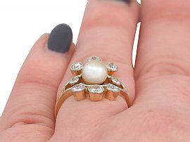 Antique pearl and diamond cluster