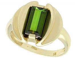 2.05ct Tourmaline and 14ct Yellow Gold Dress Ring - Art Deco Style - Vintage Circa 1950