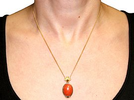 vintage coral pendant wearing