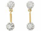 0.24 ct Diamond and 18 ct Yellow Gold Drop Earrings - Antique Circa 1930