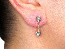 Antique Diamond Drop Earrings Yellow Gold