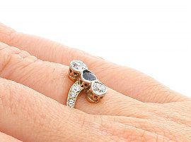 Three Stone Antique Ring Wearing Hand 