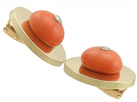 coral clip on earrings