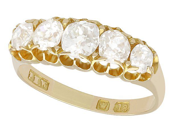 5 stone diamond ring yellow gold