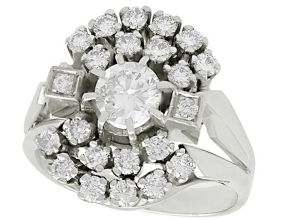 3 Carat Diamond Ring Set In 14 Karat White Gold & 18 Round Brilliant Side  Stones | eBay