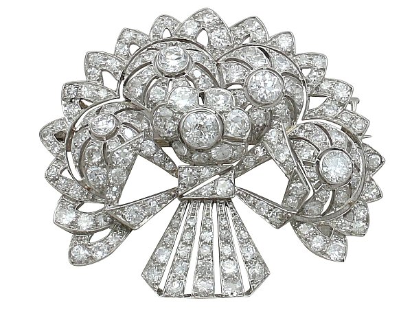 4.57 ct Diamond and Platinum Spray Brooch - Art Deco - Antique Circa 1930