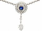3.69 ct Diamond and 0.65 ct Sapphire, 10 ct Yellow Gold and Silver Set Necklace - Antique Circa 1900