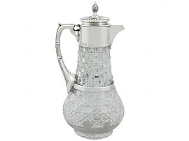 Glass and Sterling Silver Mounted Claret Jug - Antique Victorian (1896)