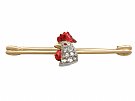 0.10 ct Diamond and Ruby, 15 ct Yellow Gold 'Cockerel' Brooch - Antique Victorian