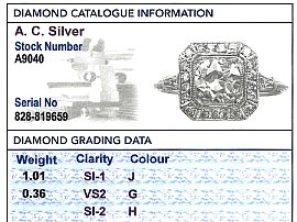 Halo Diamond Ring Platinum Grading Card