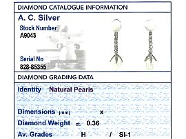 pearl drop earrings grading card 
