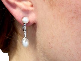 pearl drop earrings wearing