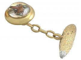 Essex Crystal and 21 ct Yellow Gold 'Fox' Cufflinks - Antique Circa 1890