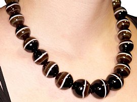 agate necklace wearing 