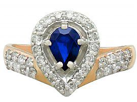pear cut sapphire ring in gold