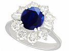 2.46 ct Sapphire and 1.50 ct Diamond, 18 ct White Gold Cluster Ring - Vintage Circa 1980