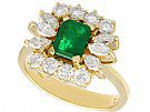 0.81 ct Emerald and 1.32 ct Diamond, 18 ct Yellow Gold Dress Ring - Vintage Circa 1980