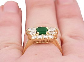Yellow Gold Emerald and Diamond Ring Wearing