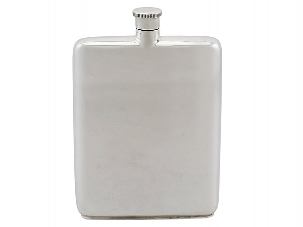 Vintage Beach Silver Hip Flask D1 8oz Stainless Steel Old Fashioned Retro 